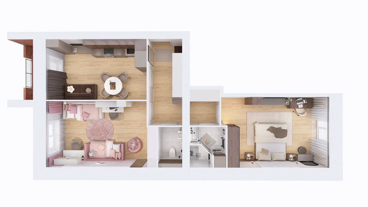Планировка: 2-комнатная квартира 67,8 м², ЖК «Невский на Депутатской»
