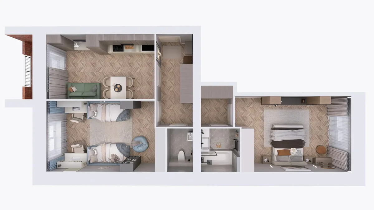 Планировка: 2-комнатная квартира 67,8 м², ЖК «Невский на Депутатской»